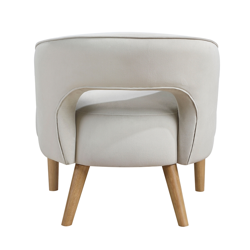 Pemberly Row Contemporary Velvet Accent Chair in Gray Finish