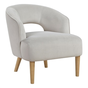 Pemberly Row Contemporary Velvet Accent Chair in Gray Finish