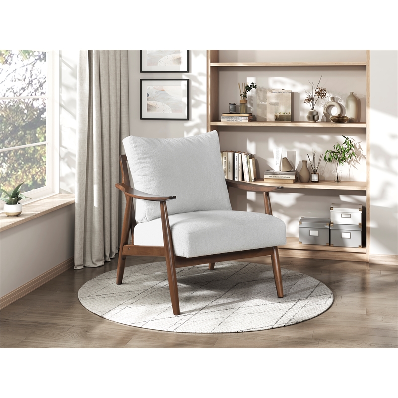 Pemberly Row Mid-Century Textured Fabric Accent Chair in Beige