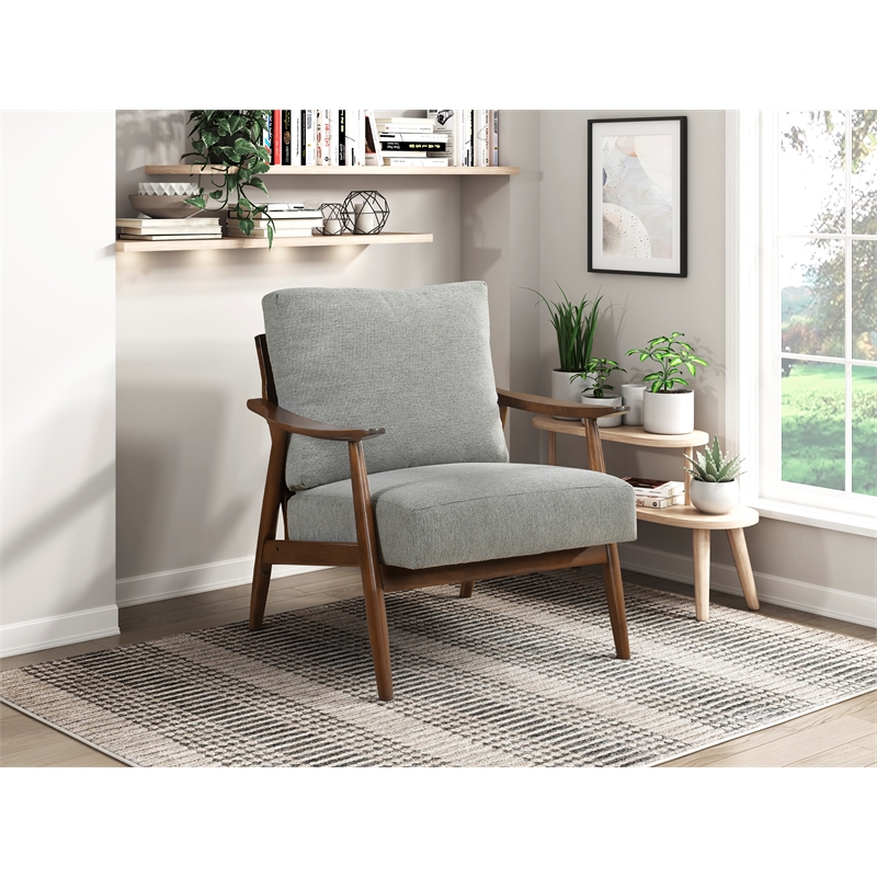 Pemberly Row Mid-Century Textured Accent Chair in Gray Finish