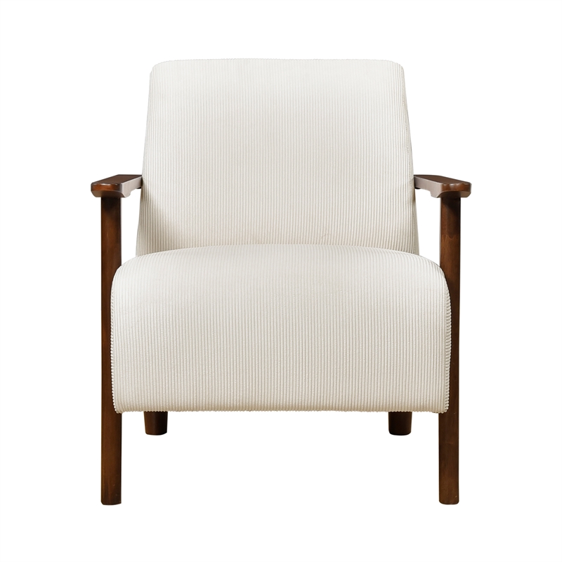 Pemberly Row Mid-Century Corduroy Accent Chair in Beige Finish
