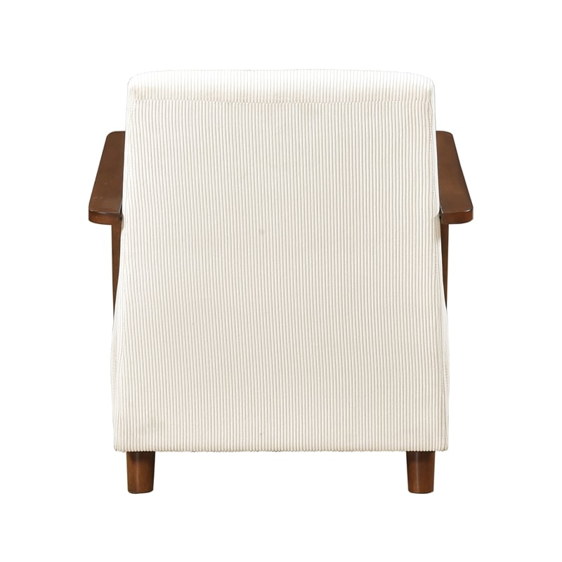 Pemberly Row Mid-Century Corduroy Accent Chair in Beige Finish