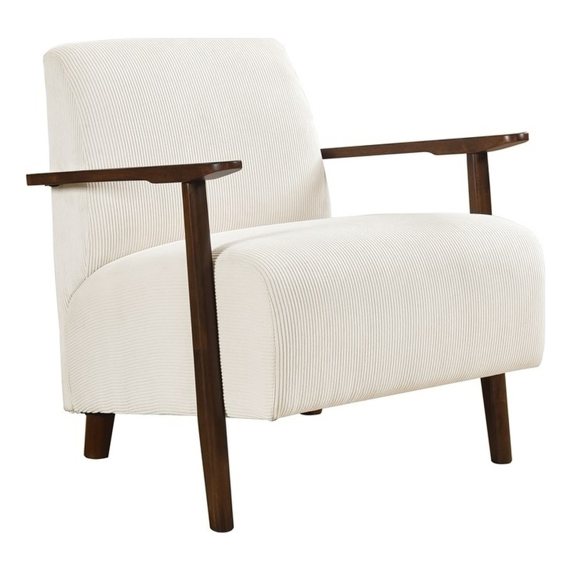 Pemberly Row Mid-Century Corduroy Accent Chair in Beige Finish