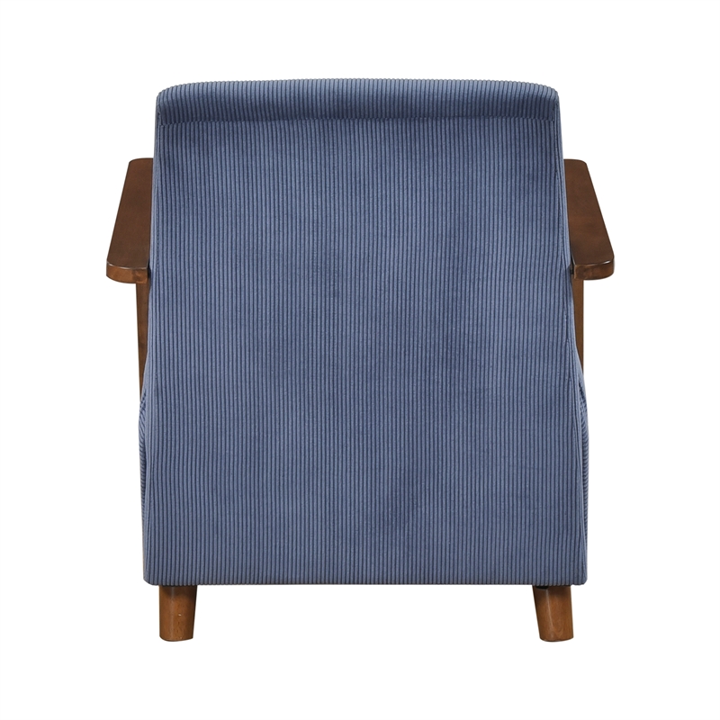 Pemberly Row Mid-Century Corduroy Accent Chair in Blue Finish