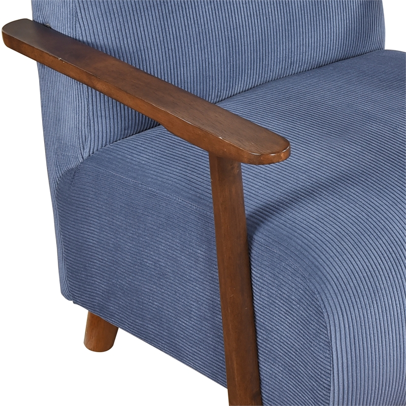 Pemberly Row Mid-Century Corduroy Accent Chair in Blue Finish