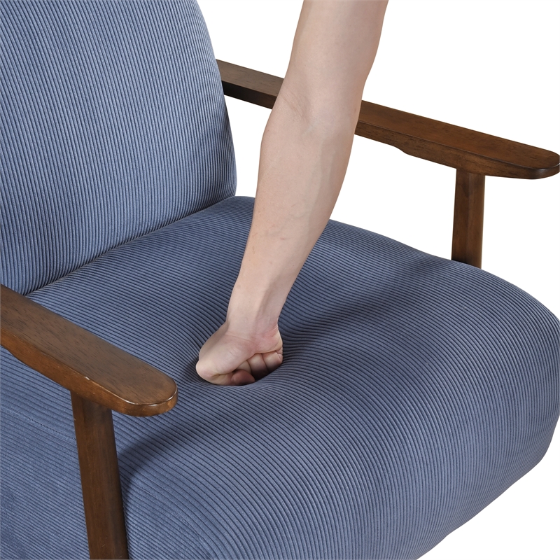 Pemberly Row Mid-Century Corduroy Accent Chair in Blue Finish