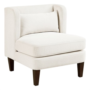 Pemberly Row Contemporary Corduroy Accent Chair in Beige Finish