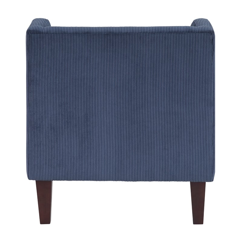 Pemberly Row Contemporary Corduroy Accent Chair in Blue Finish