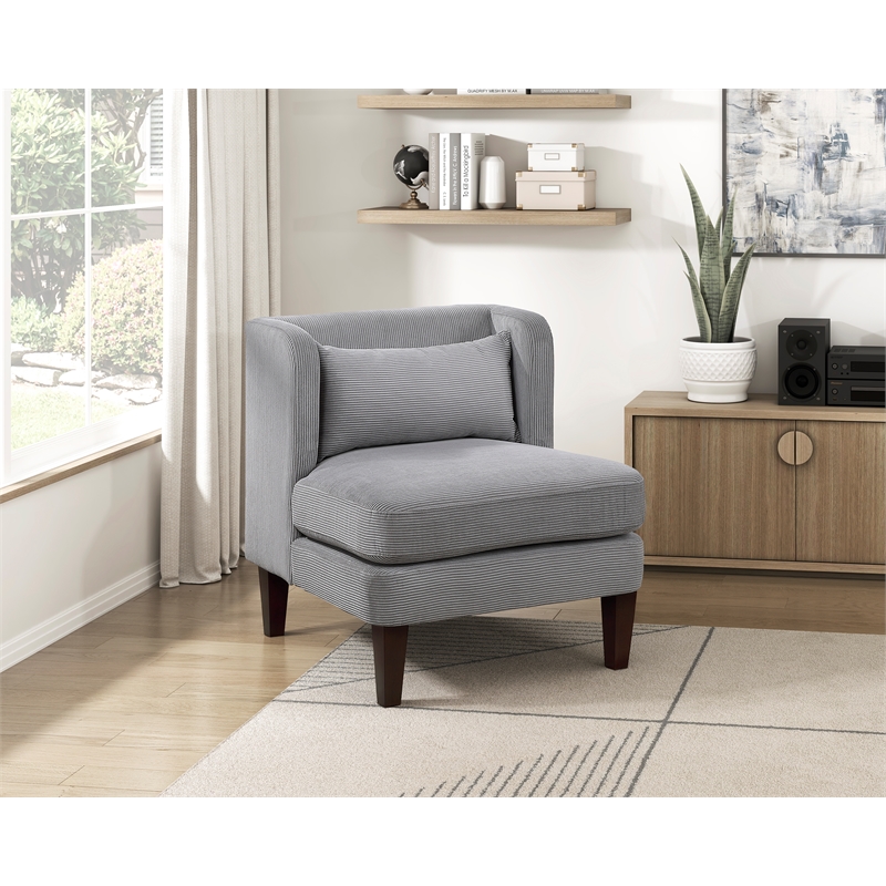 Pemberly Row Contemporary Corduroy Accent Chair in Dark Gray
