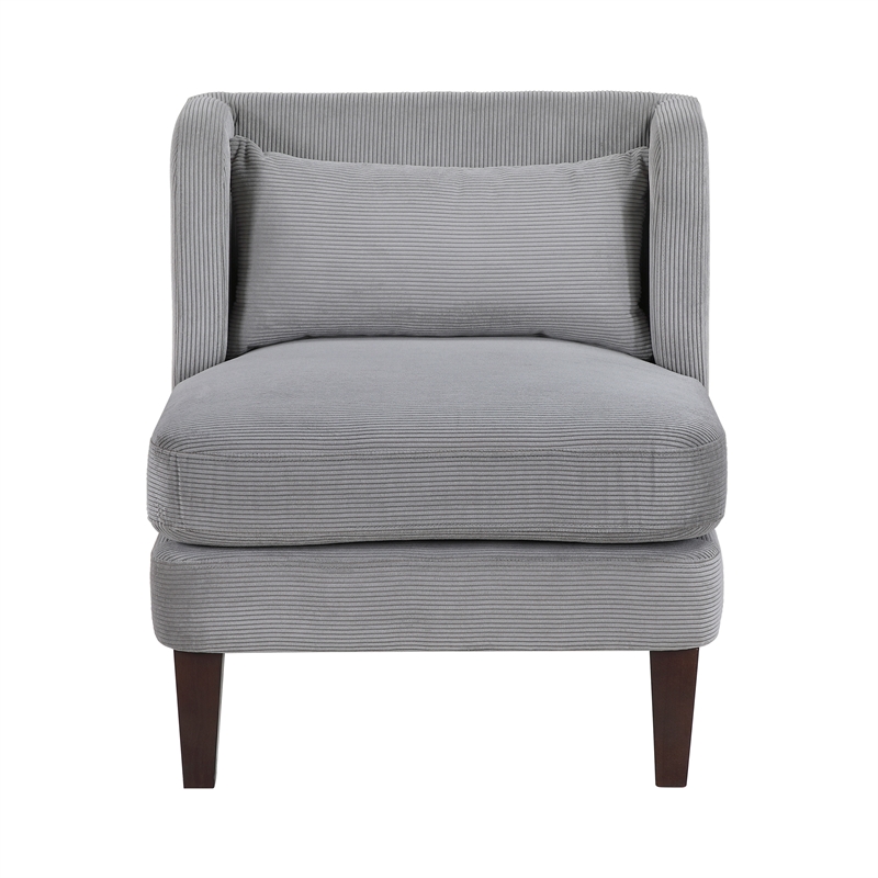 Pemberly Row Contemporary Corduroy Accent Chair in Dark Gray