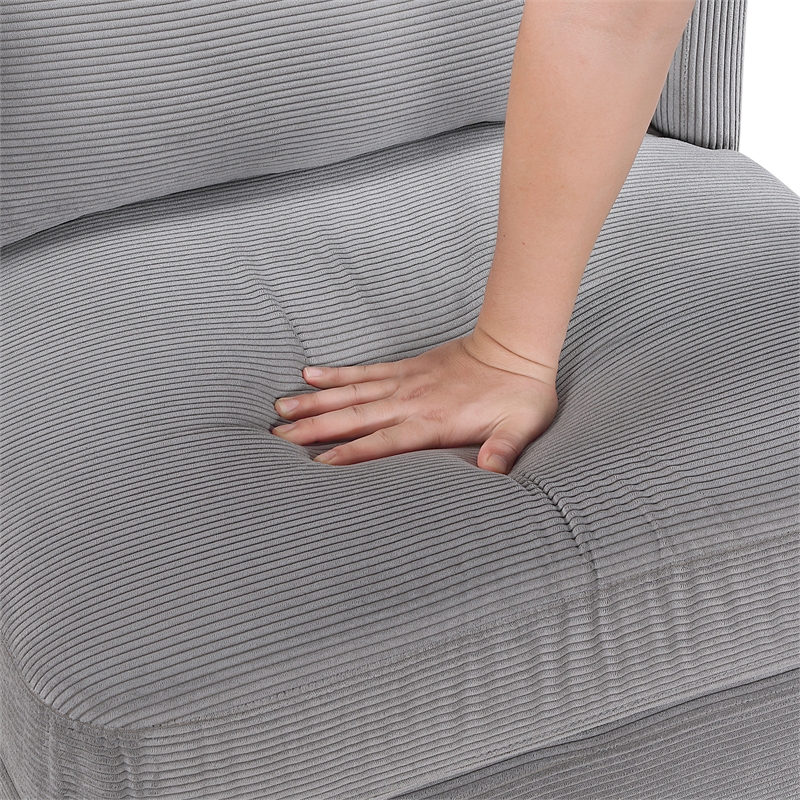 Pemberly Row Contemporary Corduroy Accent Chair in Dark Gray