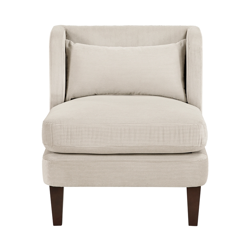 Pemberly Row Contemporary Corduroy Accent Chair in Taupe Finish