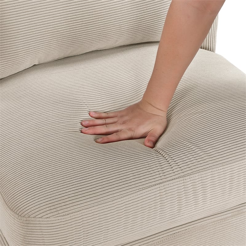 Pemberly Row Contemporary Corduroy Accent Chair in Taupe Finish