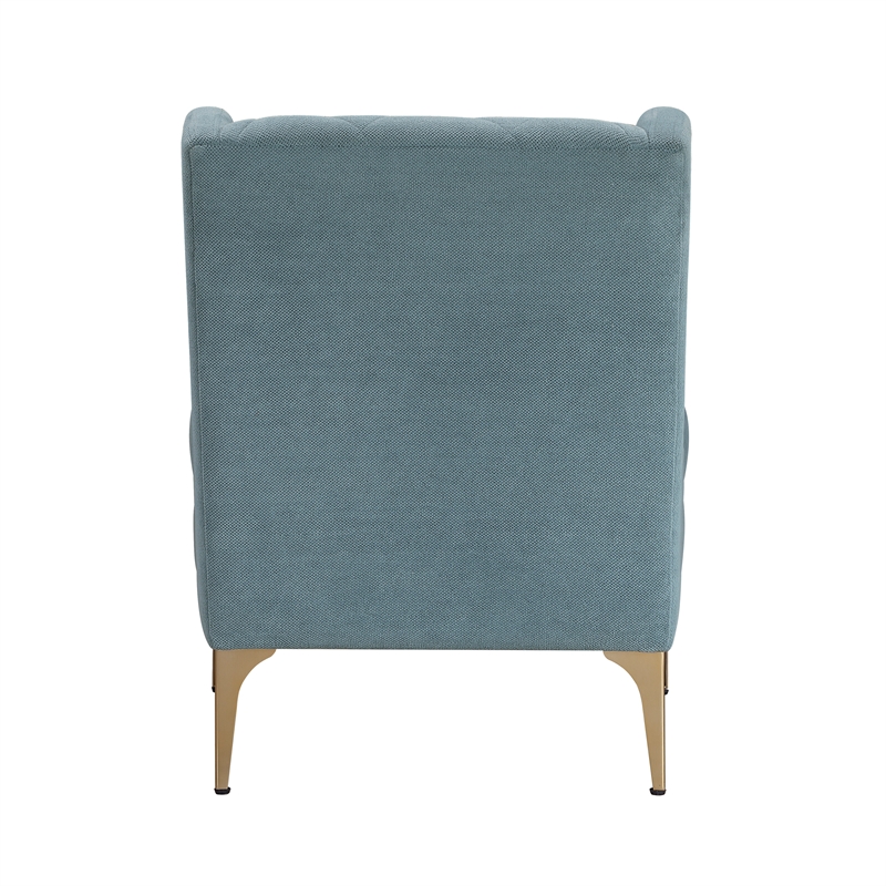 Pemberly Row Contemporary Chenille Accent Chair in Blue Finish