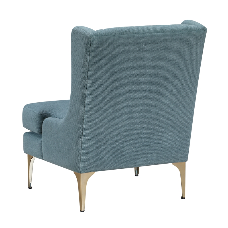 Pemberly Row Contemporary Chenille Accent Chair in Blue Finish