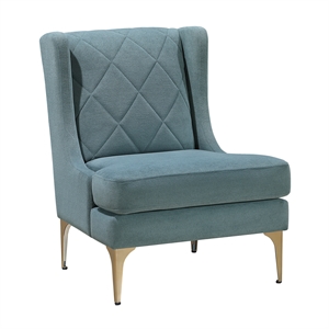 Pemberly Row Contemporary Chenille Accent Chair in Blue Finish