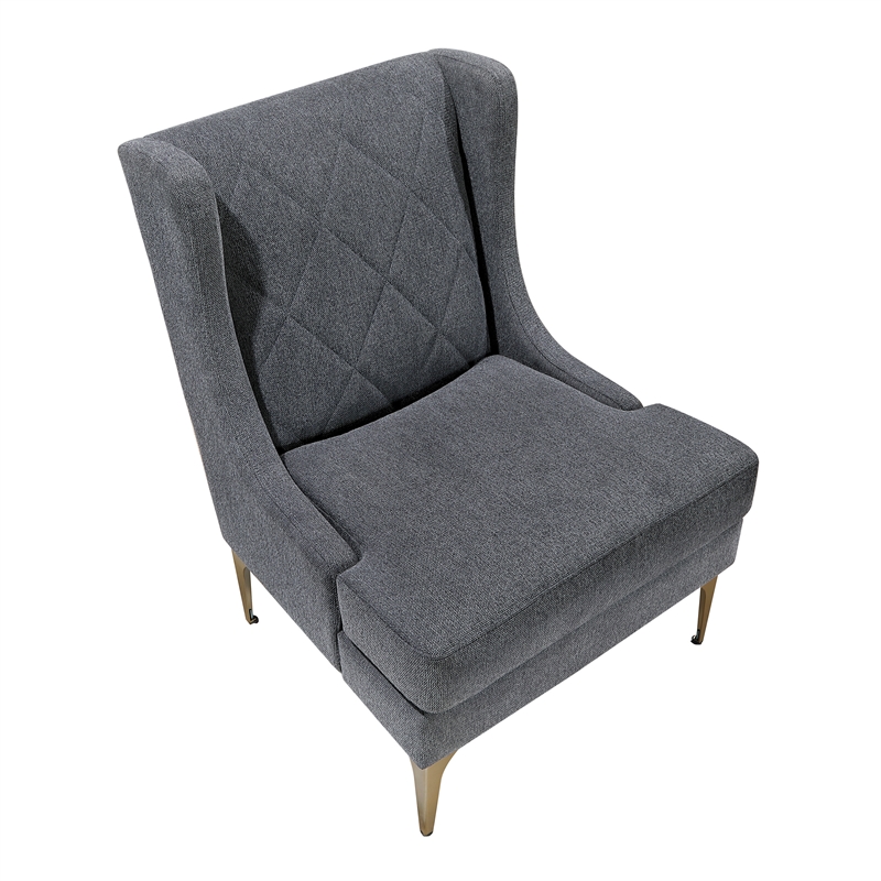 Pemberly Row Contemporary Chenille Accent Chair in Dark Gray