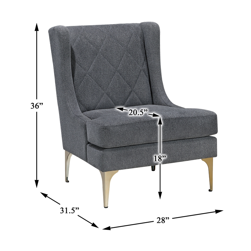 Pemberly Row Contemporary Chenille Accent Chair in Dark Gray