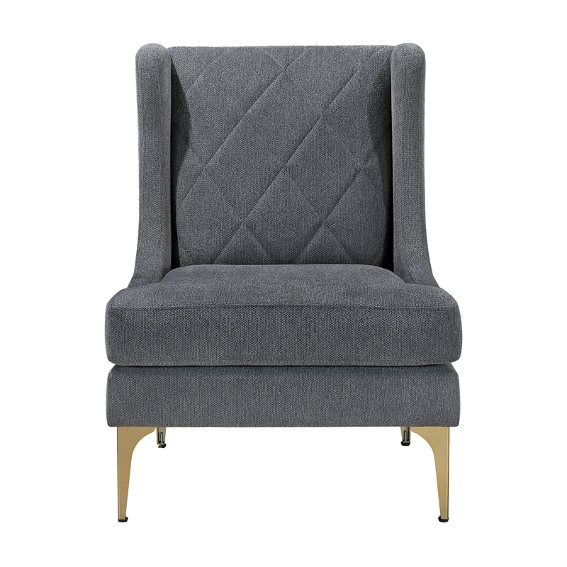 Pemberly Row Contemporary Chenille Accent Chair in Dark Gray