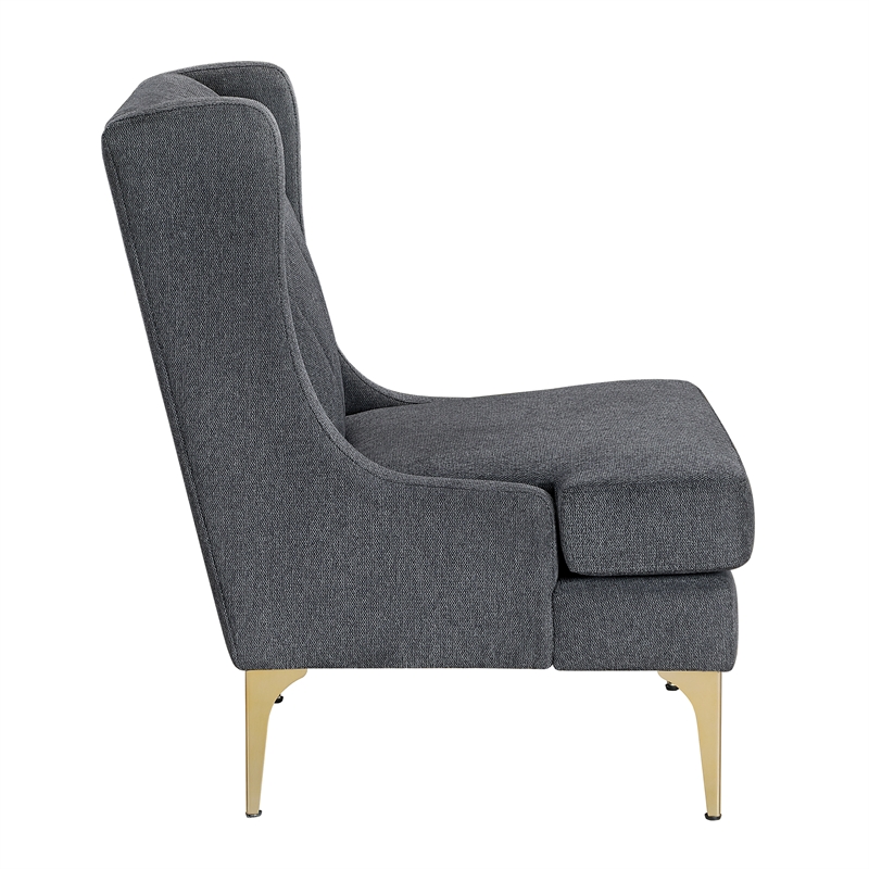 Pemberly Row Contemporary Chenille Accent Chair in Dark Gray