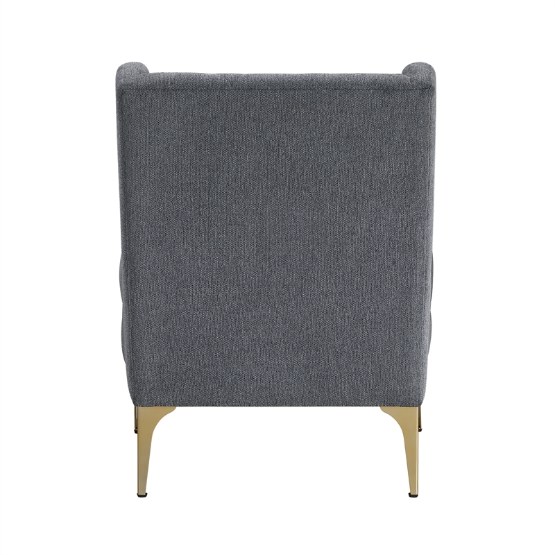Pemberly Row Contemporary Chenille Accent Chair in Dark Gray