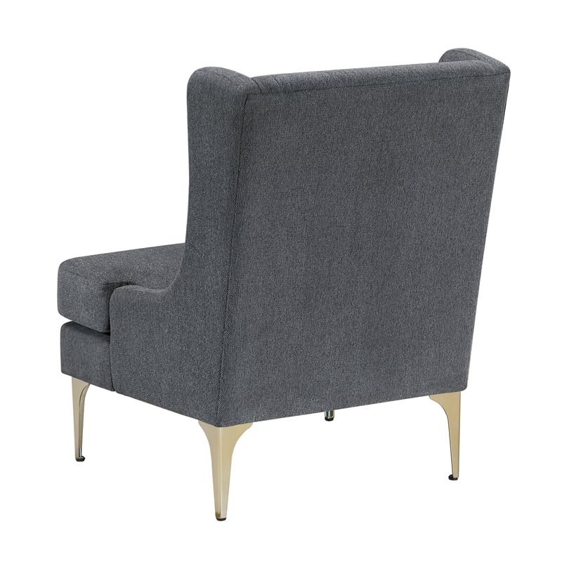 Pemberly Row Contemporary Chenille Accent Chair in Dark Gray
