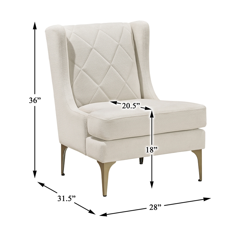 Pemberly Row Contemporary Chenille Accent Chair in Taupe Finish