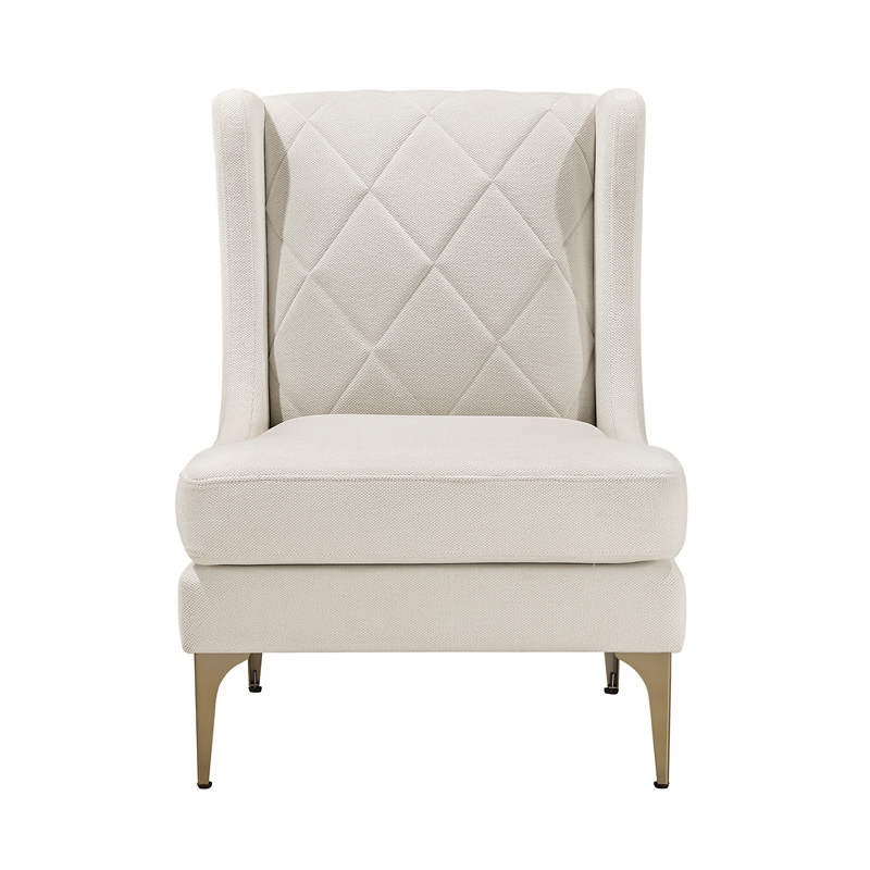Pemberly Row Contemporary Chenille Accent Chair in Taupe Finish