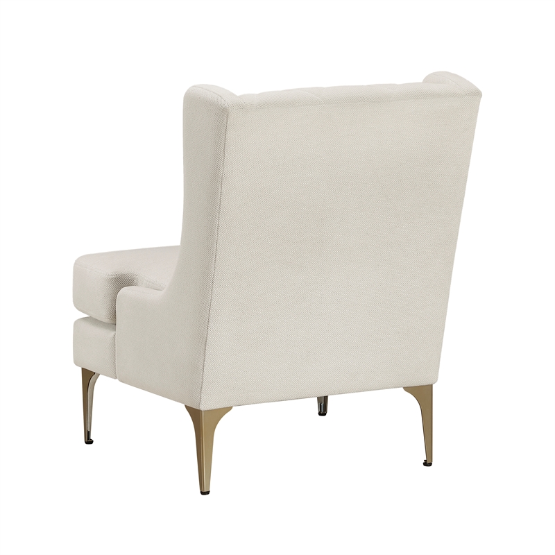 Pemberly Row Contemporary Chenille Accent Chair in Taupe Finish