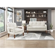 Pemberly Row Mid-Century Chenille Fabric Chair in Beige Finish