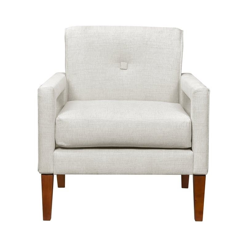 Pemberly Row Mid-Century Chenille Fabric Chair in Beige Finish