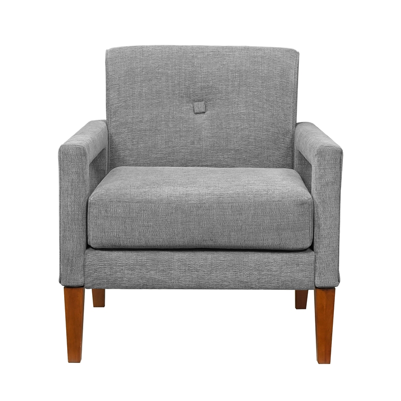 Pemberly Row Mid-Century Chenille Fabric Chair in Gray Finish