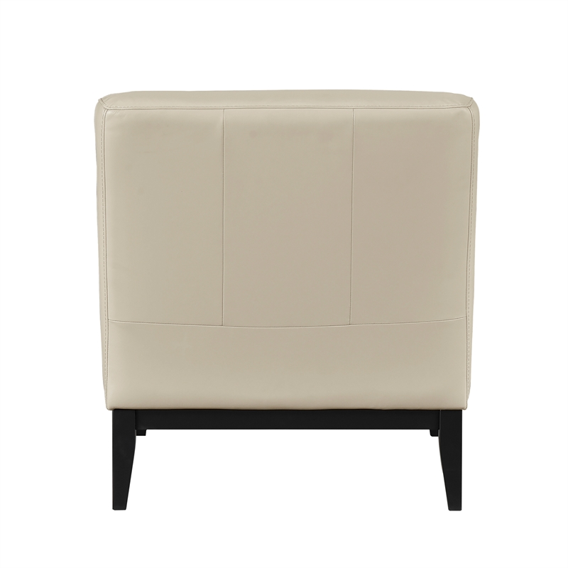 Pemberly Row Contemporary Leather Accent Chair in Beige Finish