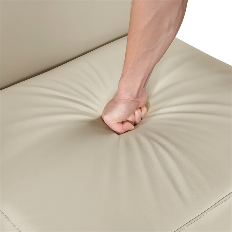 Pemberly Row Contemporary Leather Accent Chair in Beige Finish