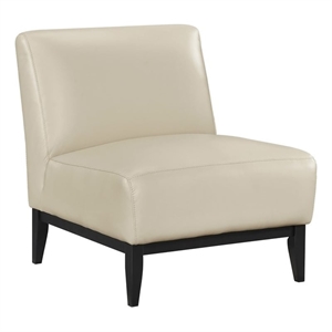 Pemberly Row Contemporary Leather Accent Chair in Beige Finish