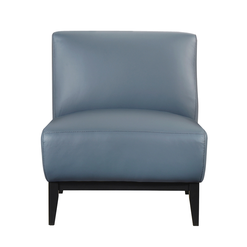 Pemberly Row Contemporary Leather Accent Chair in Blue Finish