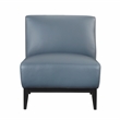 Pemberly Row Contemporary Leather Accent Chair in Blue Finish