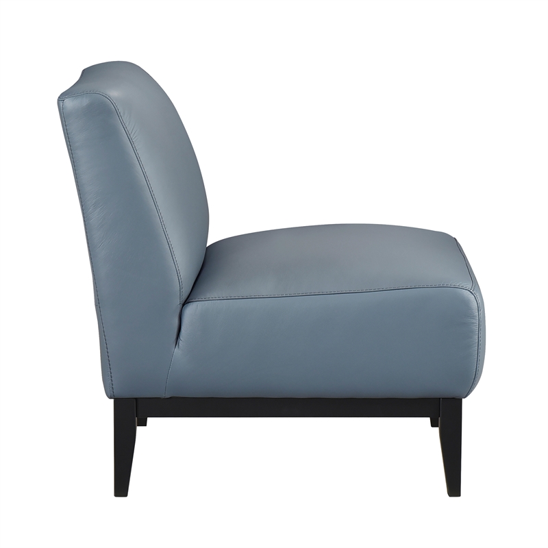 Pemberly Row Contemporary Leather Accent Chair in Blue Finish