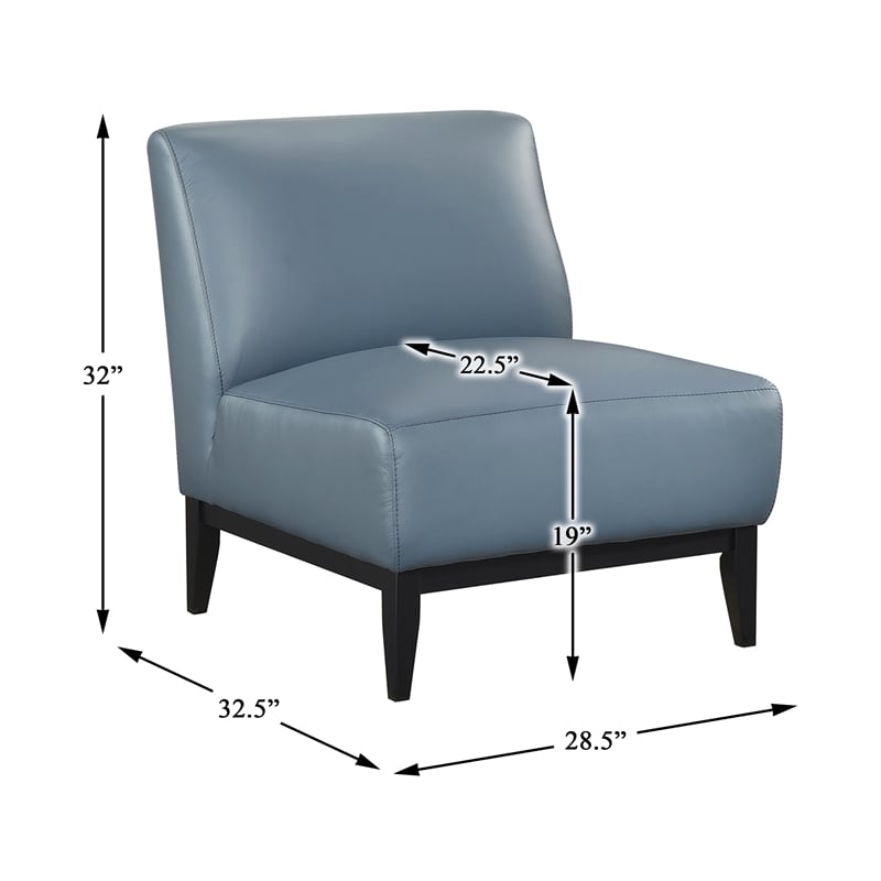 Pemberly Row Contemporary Leather Accent Chair in Blue Finish