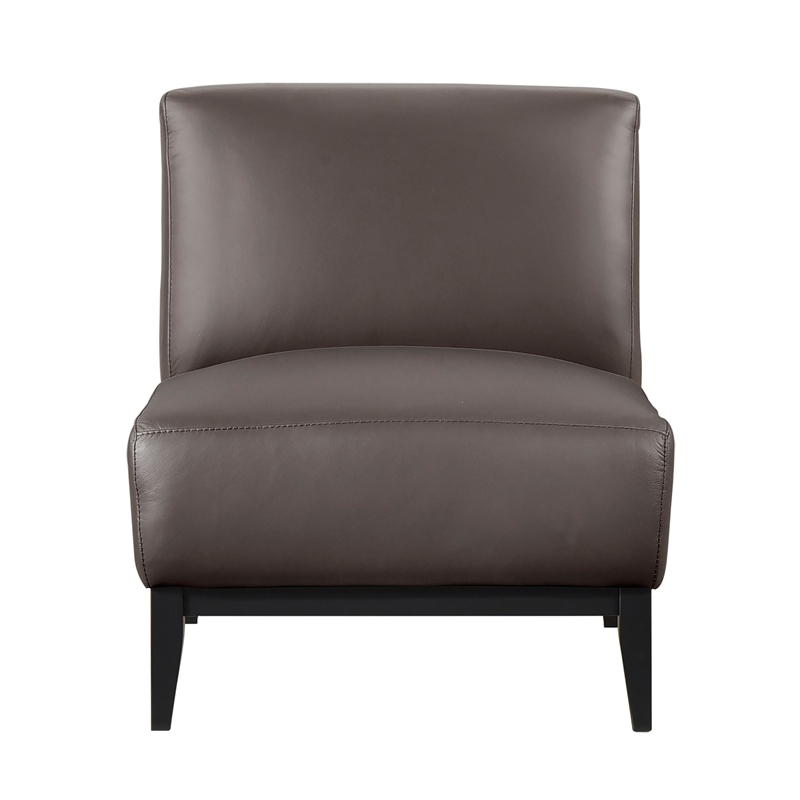 Pemberly Row Contemporary Leather Accent Chair in Dark Brown