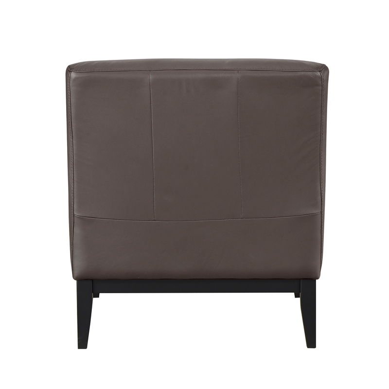 Pemberly Row Contemporary Leather Accent Chair in Dark Brown