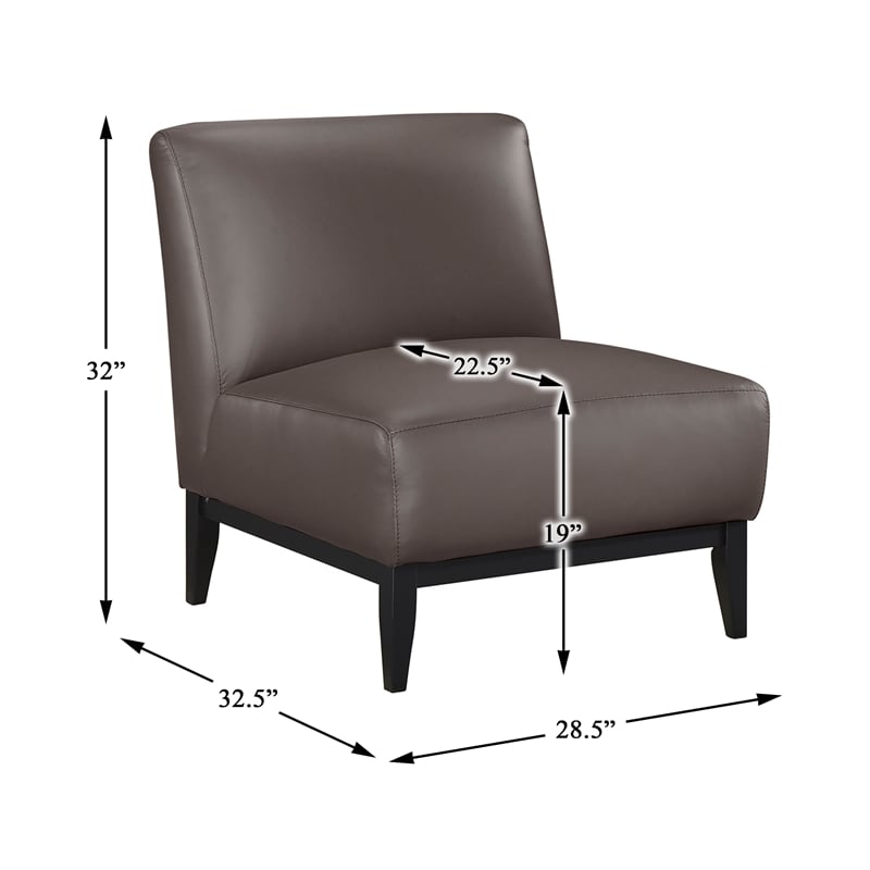Pemberly Row Contemporary Leather Accent Chair in Dark Brown