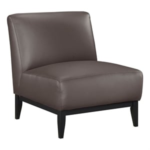 Pemberly Row Contemporary Leather Accent Chair in Dark Brown