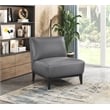 Pemberly Row Contemporary Leather Accent Chair in Dark Gray Finish