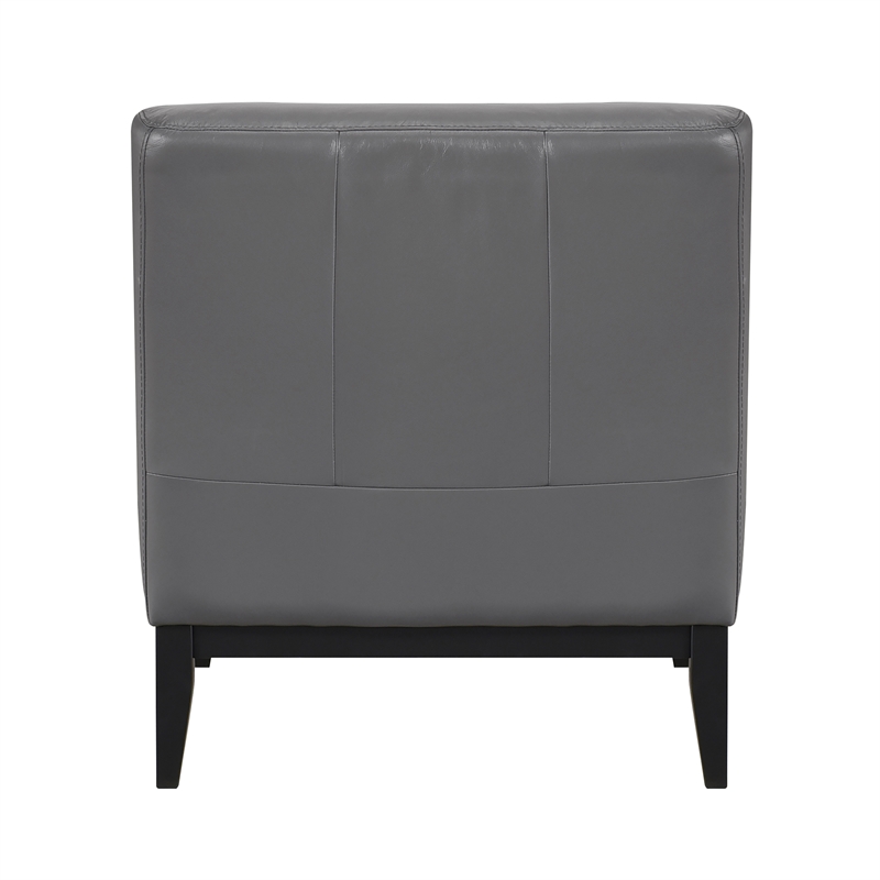 Pemberly Row Contemporary Leather Accent Chair in Dark Gray Finish