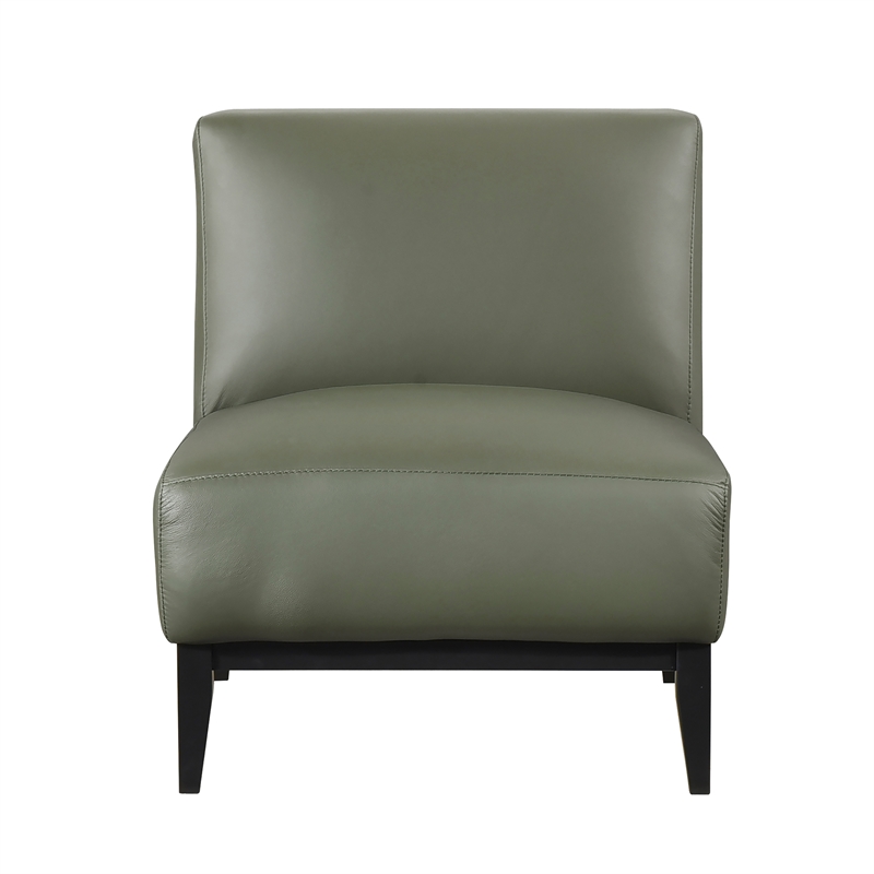 Pemberly Row Contemporary Leather Accent Chair in Green Finish