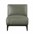 Pemberly Row Contemporary Leather Accent Chair in Green Finish