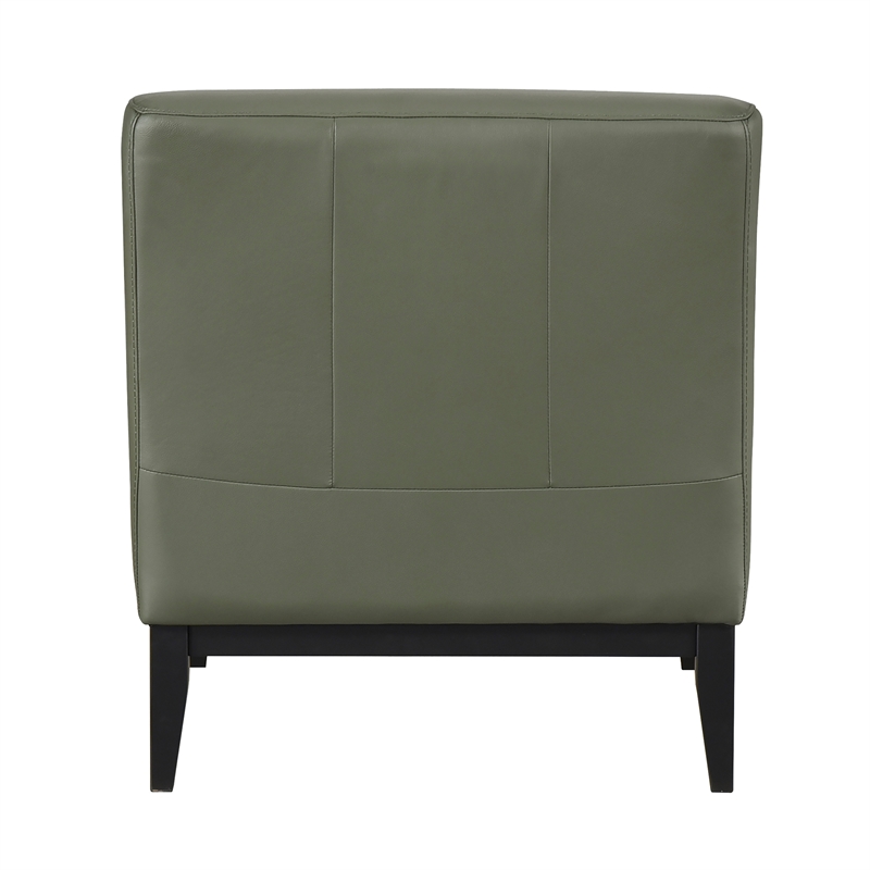 Pemberly Row Contemporary Leather Accent Chair in Green Finish