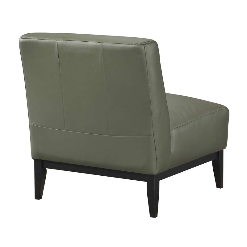 Pemberly Row Contemporary Leather Accent Chair in Green Finish