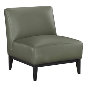 Pemberly Row Contemporary Leather Accent Chair in Green Finish